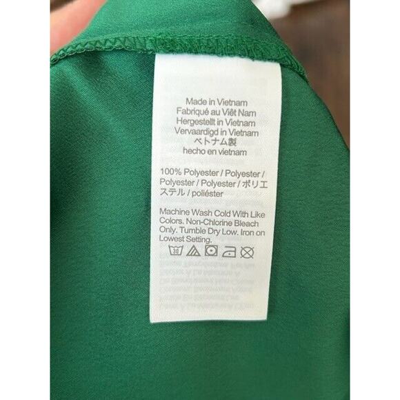 J Crew Blouse Top Puff Sleeve Satin Back Crepe Long Sleeve BL712 Green LT NEW - Picture 3 of 7